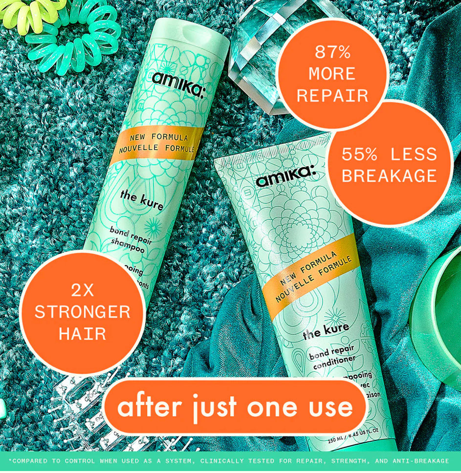 Amika The Kure range results after just one use: stronger hair, less breakage