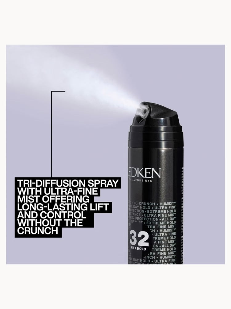 Redken Max Hold Hairspray releasing an ultra-fine mist for lasting hold