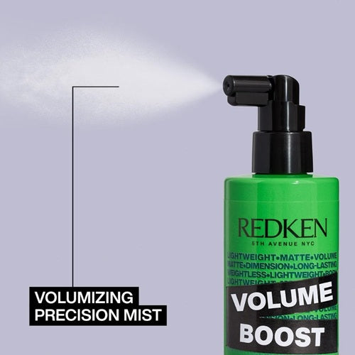 Redken Volume Boost spraying a fine volumising precision mist
